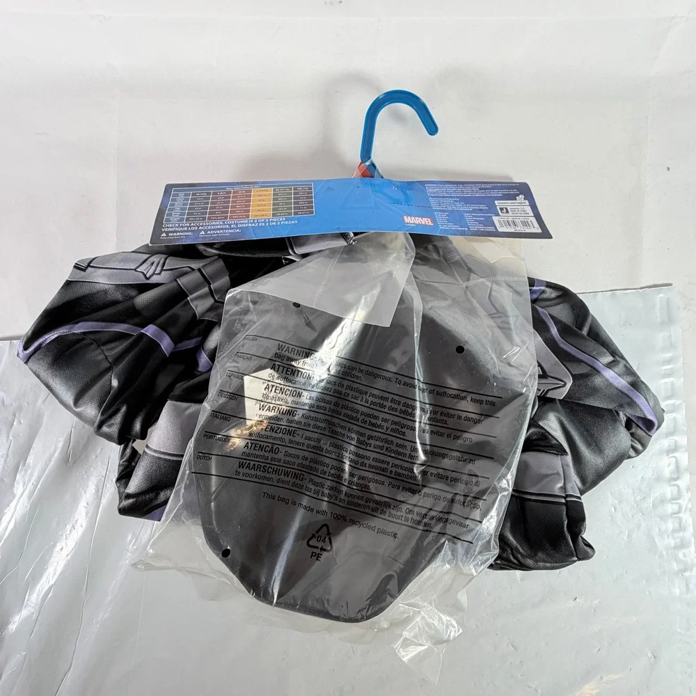 Marvel Black Panther Costume Kids Medium 8 Padded Jumpsuit Mask Jazwares